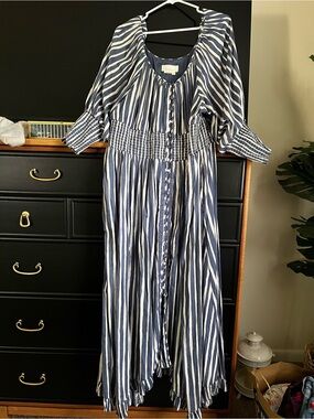 blue and white striped dress anthropologie Anthropologie Striped Dress